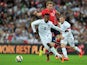England's Daniel Sturridge vies with Norway's Ruben Yttergard Jenssen during the international friendly football match between England and Norway at Wembley Stadium in north London on September 3, 2014