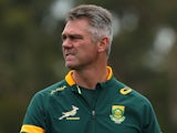 Head coach Heyneke Meyer looks on during a South African Springboks training session at Hale School on September 2, 2014