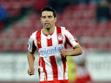 Saviola of Olympiacos F.C. in action during the Greek Superleague match between Olympiacos F.C. and Panionios GSS at the Karaiskaki Stadium on February 5, 2014