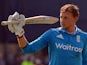 England's Joe Root gestures to the crowd as he walks off having lost his wicket for 113 during the fifth one-day international (ODI) cricket match between England and India at Headingley in Leeds, northern England, on September 5, 2014