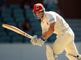 Michael Klinger of the Redbacks bats during day one of the Sheffield Shield match between South Australia and New South Wales at Adelaide Oval on March 3, 2014
