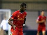 Stephen Sama of Liverpool U21 in action during the Barclays U21s Premier League match between Manchester City U21 and Liverpool U21 at Ewen Fields on September 23, 2013