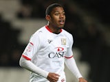 Angelo Balanta of MK Dons in action during the npower League Two match between MK Dons and Leyton Orient at Stadium:mk on November 7, 2012 