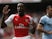 Arsenal's English striker Danny Welbeck reacts after a shot at goal hit the post during the English Premier League football match between Arsenal and Manchester City at the Emirates Stadium in London on September 13, 2014