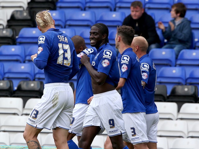 Birmingham City celebrate after the opening gaol during the Sky Bet Championship match between Birmingham City and Leeds United at St Andrews on September 13, 2014