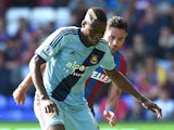 Diafra Sakho of West Ham in action during the Premier League match against Crystal Palace on August 23, 2014