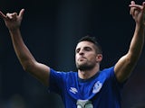 Kevin Mirallas of Everton celebrates scoring his goal during the Barclays Premier League match between West Bromwich Albion and Everton at The Hawthorns on September 13, 2014