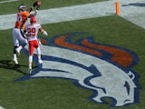 Tight end Julius Thomas #80 of the Denver Broncos pulls in a touchdown against the Kansas City Chiefs on September 14, 2014