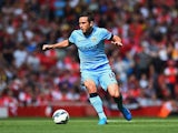 Frank Lampard of Manchester City on the ball during the Barclays Premier League match between Arsenal and Manchester City at Emirates Stadium on September 13, 2014