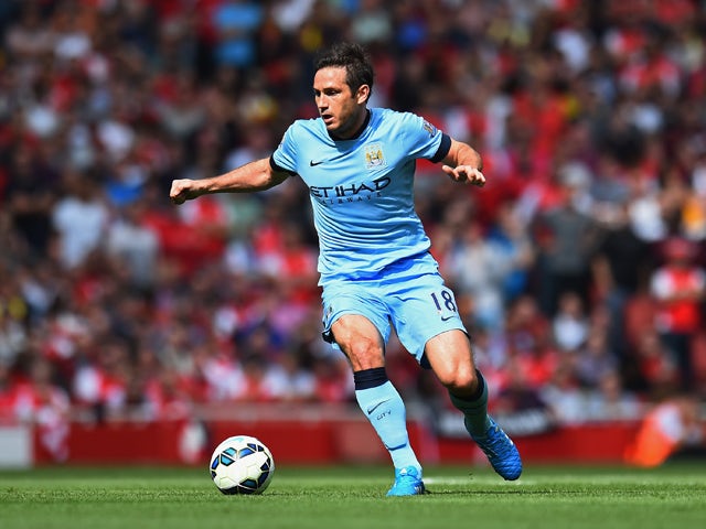 Frank Lampard of Manchester City on the ball during the Barclays Premier League match between Arsenal and Manchester City at Emirates Stadium on September 13, 2014