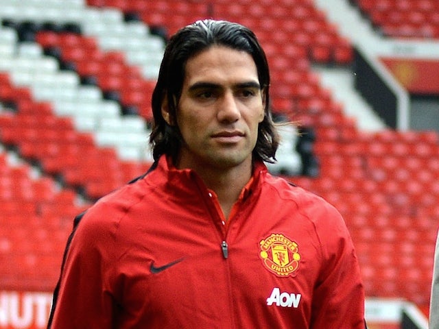 Radamel Falcao of Manchester United is introduced to the press on September 11, 2014