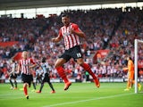 Graziano Pelle of Southampton celebrates as he scores their first goal during the Barclays Premier League match between Southampton and Newcastle United at St Mary's Stadium on September 13, 2014