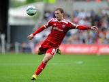 Craig Gardner of West Brom in action during the Barclays Premier League match between Swansea City and West Bromwich Albion at Liberty Stadium on August 30, 2014