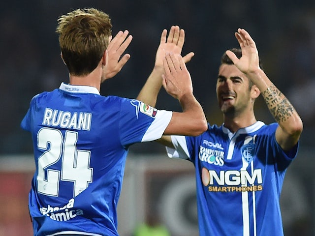 Daniele Rugani of Empoli celebrates after scoring the goal 2-2 during the Serie A match between AC Cesena and Empoli FC at Dino Manuzzi Stadium on September 20, 2014