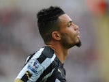 Newcastle player Emmanuel Riviere looks on during the Barclays Premier League match between Newcastle United and Manchester City at St James' Park on August 17, 2014