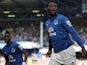 Everton's Belgian striker Romelu Lukaku celebrates scoring the opening goal of the English Premier League football match between Everton and Crystal Palace at Goodison Park in Liverpool on September 21, 2014