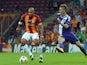 Galatasaray's Brazilian midfielder Felipe Melo (L) vies for the ball with Anderlecht's Dennis Praet during the UEFA Champions League group D match on September 16, 2014