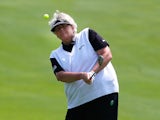 Laura Davies of England hits her third shot on the first hole during the third round of the Meijer LPGA Classic at Blythefield Country Club on August 9, 2014