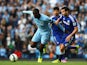 Yaya Toure of Manchester City competes with Cesc Fabregas of Chelsea during the Barclays Premier League match between Manchester City and Chelsea at the Etihad Stadium on September 21, 2014