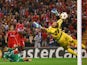 Mario Balotelli of Liverpool scores the opening goal past Milan Borjan of PFC Ludogorets Razgrad during the UEFA Champions League Group B match on September 16, 2014