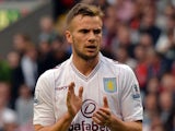 Aston Villa's English midfielder Tom Cleverley is pictured during the English Premier League football match between Liverpool and Aston Villa at the Anfield Stadium in Liverpool on September 13, 2014