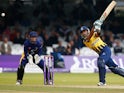Jeetan Patel of Warwickshire hits out as Phil Mustard keeps wicket during the Royal London One-Day Cup 2014 Final at Lord's Cricket Ground on September 20, 2014