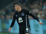 Bryan Oviedo of Everton in action on his comeback from injury during the Capital One Cup Third Round match between Swansea City and Everton at Liberty Stadium on September 23, 2014