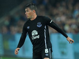 Bryan Oviedo of Everton in action on his comeback from injury during the Capital One Cup Third Round match between Swansea City and Everton at Liberty Stadium on September 23, 2014