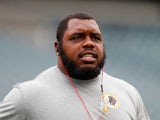 Chris Baker #92 of the Washington Redskins looks on during warm-ups before playing against the Philadelphia Eagles at Lincoln Financial Field on September 21, 2014