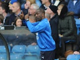 Manager Chris Powell of Huddersfield Town gestures during Sky Bet Championship match between Leeds United and Huddersfield Town at Elland Road Stadium on September 20, 2014