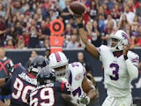 EJ Manuel #3 of the Buffalo Bills passes against the Houston Texans in the first quarter in a NFL game on September 28, 2014