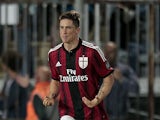 Fernando Torres #9 of AC Milan celebrates after scoring a goal during the Serie A match between Empoli FC and AC Milan at Stadio Carlo Castellani on September 23, 2014