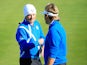 Graeme McDowell (L) talks to Victor Dubuisson of Europe on the 2nd green during the Afternoon Foursomes of the 2014 Ryder Cup on the PGA Centenary course at Gleneagles on September 26, 2014