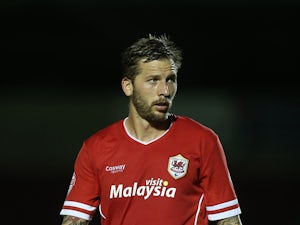 Guido Burgstaller of Cardiff City in action during the Capital One Cup First Round match between Coventry City and Cardiff City at Sixfields Stadium on August 13, 2014