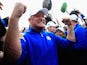 Jamie Donaldson of Europe celebrates on the 15th hole after Europe won the 40th Ryder Cup at Gleneagles on September 28, 2014
