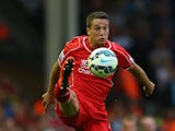 Javier Manquillo of Liverpool during the Barclays Premier League match between Liverpool and Aston Villa at Anfield on September 13, 2014