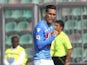 Jose Maria Callejon of SSC Napoli celebrates after scoring the opening goal during the Serie A match between US Sassuolo Calcio and SSC Napoli on September 28, 2014