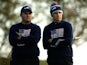 Patrick Reed and Jordan Spieth of the United States look on from the 4th green during the Morning Fourballs of the 2014 Ryder Cup on the PGA Centenary course at Gleneagles on September 27, 2014