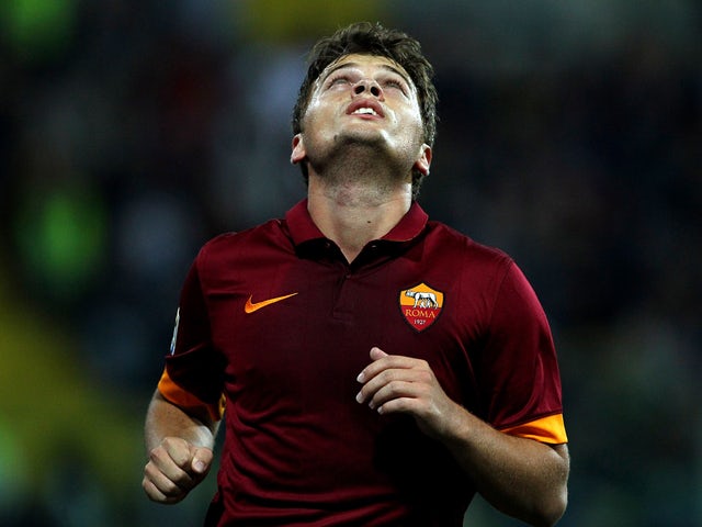 Adem Ljajic of AS Roma celebrates after scoring the opening goal during the Serie A match between Parma FC and AS Roma at Stadio Ennio Tardini on September 24, 2014