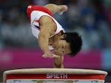 Shotaro Shirai of Japan competes in the vault of the men's qualification and team final during the 2014 Asian Games at Namdong Gymnasium on September 21, 2014