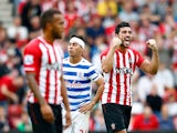 Graziano Pelle of Southampton celebrates scoring their second goal during the Barclays Premier League match between Southampton and Queens Park Rangers at St Mary's Stadium on September 27, 2014