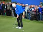 Stephen Gallacher of Europe reacts to a missed putt on the 8th hole during the Morning Fourballs of the 2014 Ryder Cup on the PGA Centenary course at Gleneagles on September 26, 2014