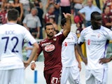 Fabio Quagliarella of Torino FC celebrates after scoring a goal to make it 1-0 during the Serie A match between Torino FC and ACF Fiorentina at Stadio Olimpico di Torino on September 28, 2014