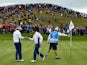 Victor Dubuisson and Graeme McDowell of Europe celebrate on the 3rd green during the Afternoon Foursomes of the 2014 Ryder Cup on the PGA Centenary course at Gleneagles on September 27, 2014