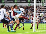 Saido Berahino of West Brom scores his team's second goal during the Barclays Premier League match between West Bromwich Albion and Burnley at The Hawthorns on September 28, 2014