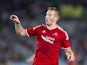 Adam Rooney of Aberdeen FC reacts during the UEFA Europa League third round qualifying first leg match between Real Sociedad and Aberdeen FC at Estadio Anoeta on July 31, 2014