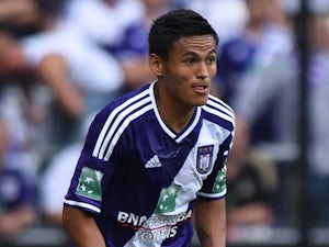 Andy Najar of RSC Anderlecht in action during the Jupiler Pro League match between RSC Anderlecht and Royal Mouscron Peruwelz at Constant Vanden Stock Stadium on July 27, 2014
