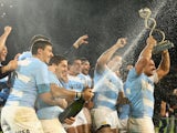 Argentina celebrate winning The Rugby Championship match between Argentina and the Australian Wallabies at Estadio Malvinas Argentinas on October 4, 2014