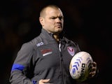 St Helens assistant coach Keiron Cunningham during the Super League match between Warrington Wolves and St Helens at The Halliwell Jones Stadium on February 13, 2014