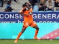 Lorient's French Togolese forward Gilles Sunu celebrates after scoring a goal during the French L1 football match between Bastia and Lorient at the Armand Cesari stadium in Bastia on the French Mediterranean island of Corsica on October 4, 2014